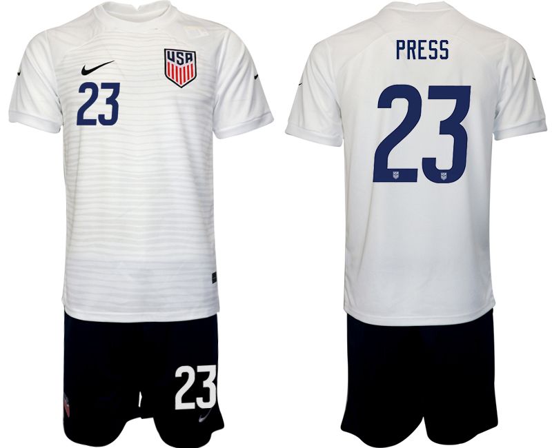 Men 2022 World Cup National Team United States home white #23 Soccer Jersey